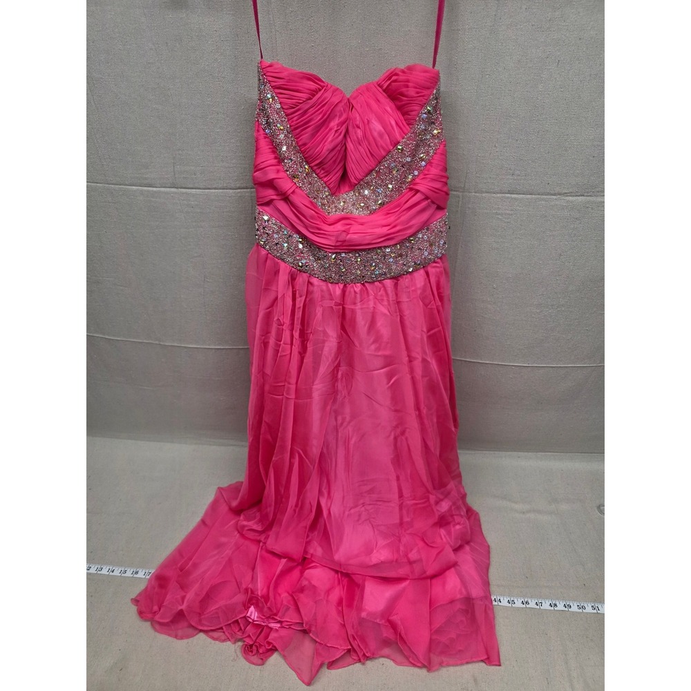 Wow Prom & Pageant Pink Chiffon Beaded Formal Gown Dress 2087‎ Womens 8 New